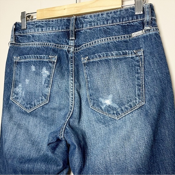 KanCan Bernice High Rise Boyfriend Jeans 3 25 distressed ripped raw hem dark - Picture 7 of 15